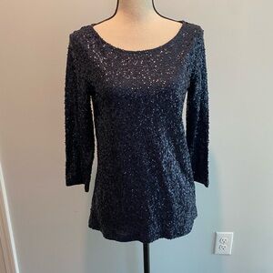 J Crew Navy Blue Sparkle and Shine Sequin Shirt Top Women’s size Small NWT $88